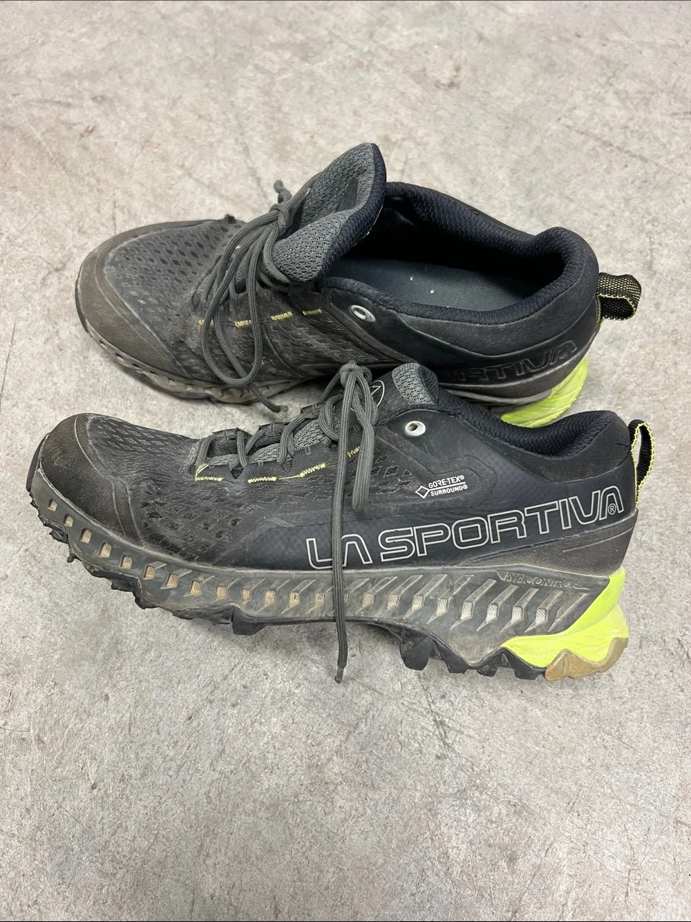 La Sportiva Black and Neon Yellow Trail Running Shoes